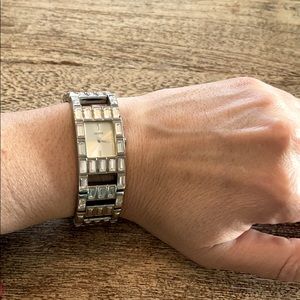 Make an offer! Small Guess silver diamond watch
